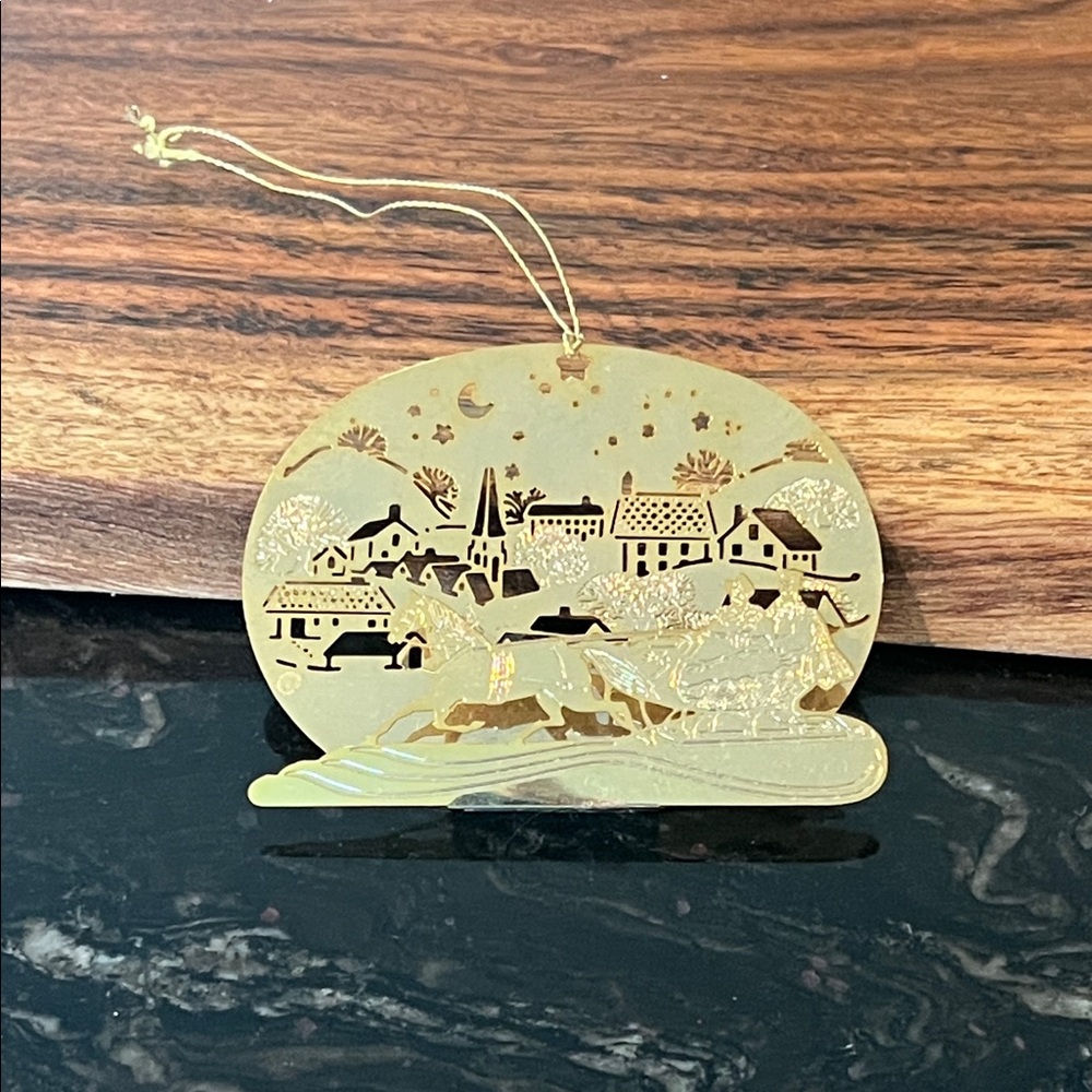Hallmark 1982 Sleigh Ride Etched Brass Ornament